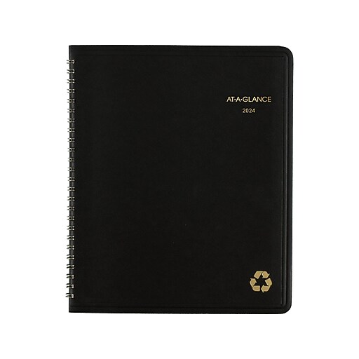 2024 ATAGLANCE Recycled 7" x 8.75" Monthly Planner, Black (70120G05