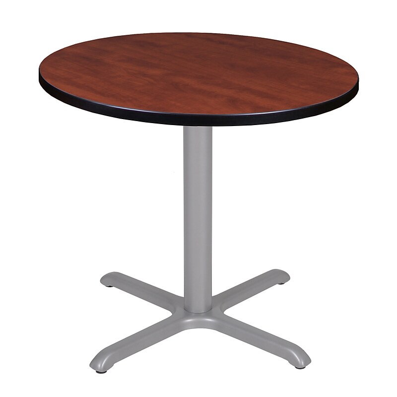 Regency Cain 30" Round Laminate X Base Breakroom Table, Cherry/Grey (TB30RNDCHGY) image 1