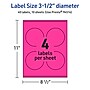 Avery Laser/Inkjet Round Multipurpose Labels, 3.5" Dia., Neon Magenta, 40/Pack (94514)~#|#~B0CF6169-3CF8-4B64-A4CE087C5E57A526_sc7