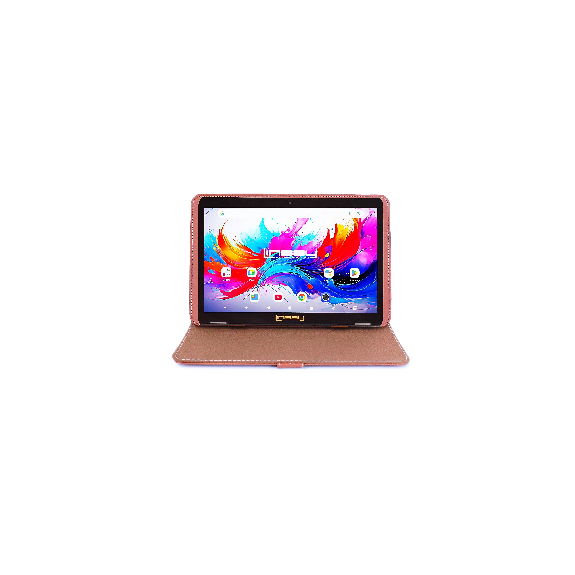 Linsay F10 Series 10.1″ Tablet, Wi-Fi, Octa Core, 256GB eMMC, Android 15, with Brown Leather Case (F10IPGCLBROWNPLUS) Sansujyuku sansujyuku.com