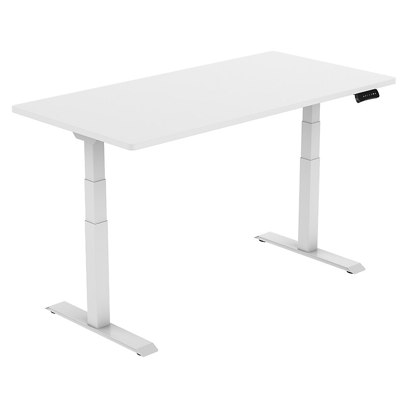 FlexiSpot E7 55"W Electric Adjustable Standing Desk, White (E7WR5528W) image 1