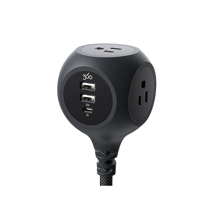 360 Electrical PowerBall32 3-Outlet 3-USB Port Power Strip, 8