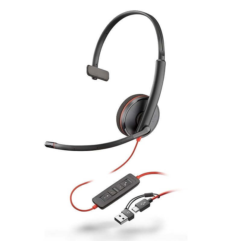 Poly Blackwire 3200 Noise Canceling Mono Headset, USB Type C, UC Certified (8S0L5A6#ABA) image 1