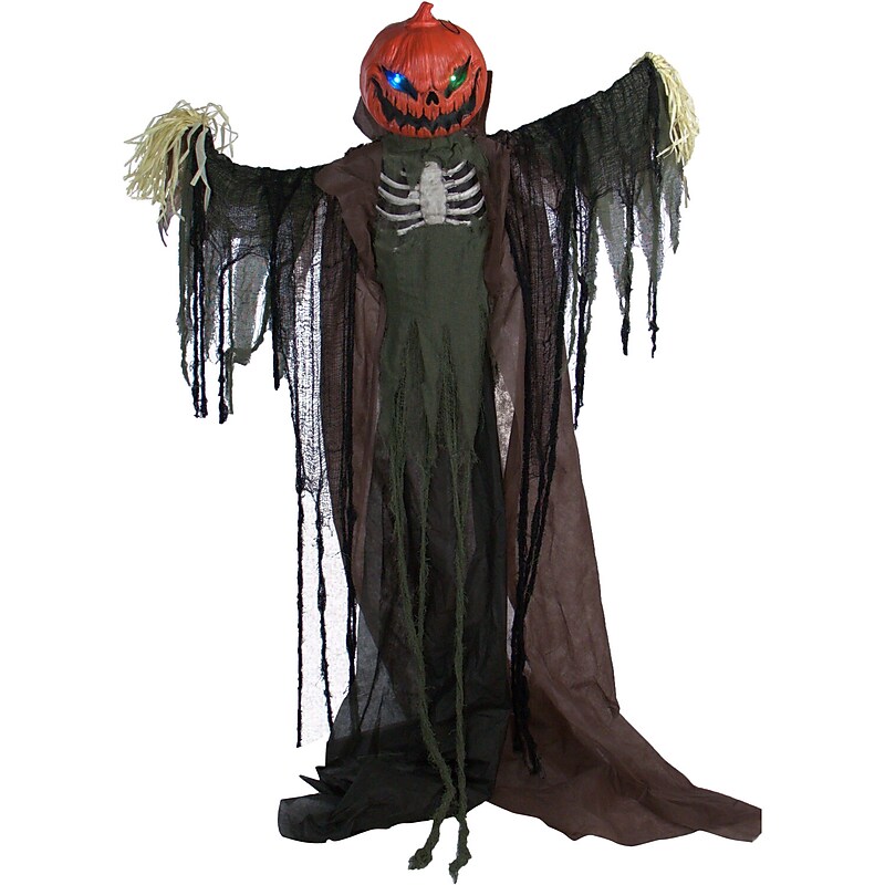 Haunted Hill Farm Life-Size Poseable Pumpkin Scarecrow (HHPUMP-4FLS) image 1