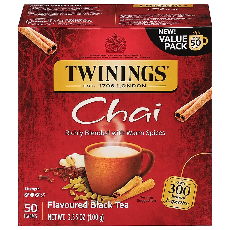 Twinings Chai Black Tea Bags, 3.53 oz., 50/Box (TNA55503) image 1