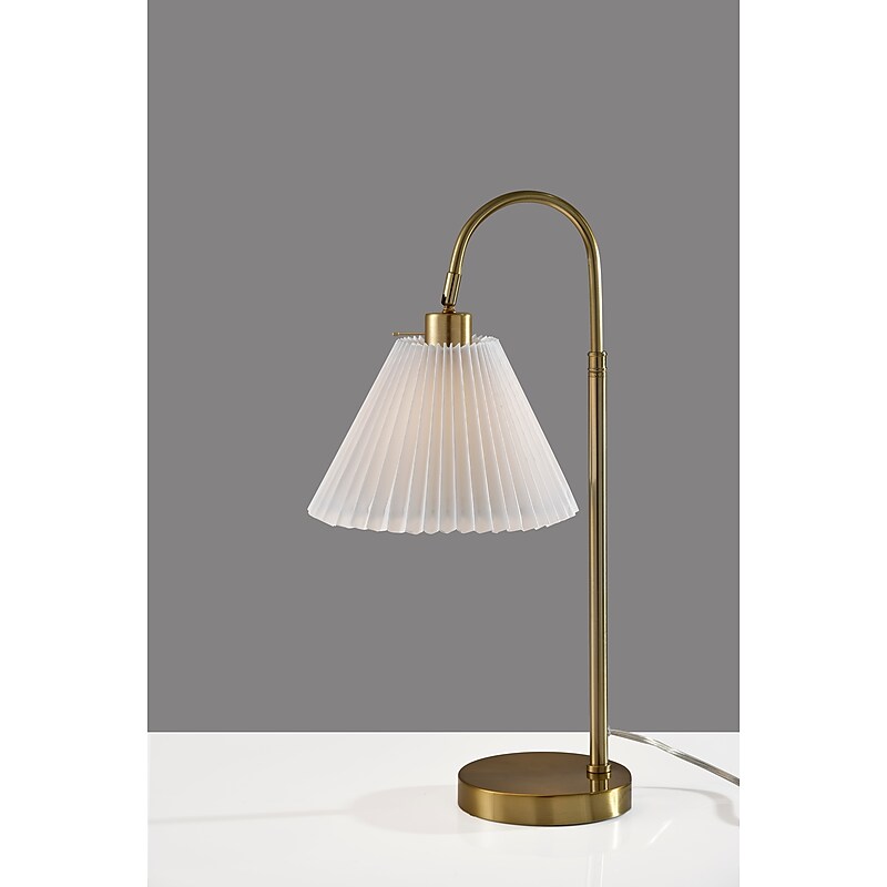 Adesso Thalia 25" Incandescent Table Lamp, Antique Brass/White (SL2613-21) image 1