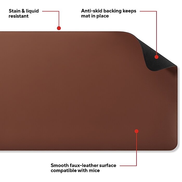 Staples TECH Anti-Slip Faux Leather Desk Pad, 31.5