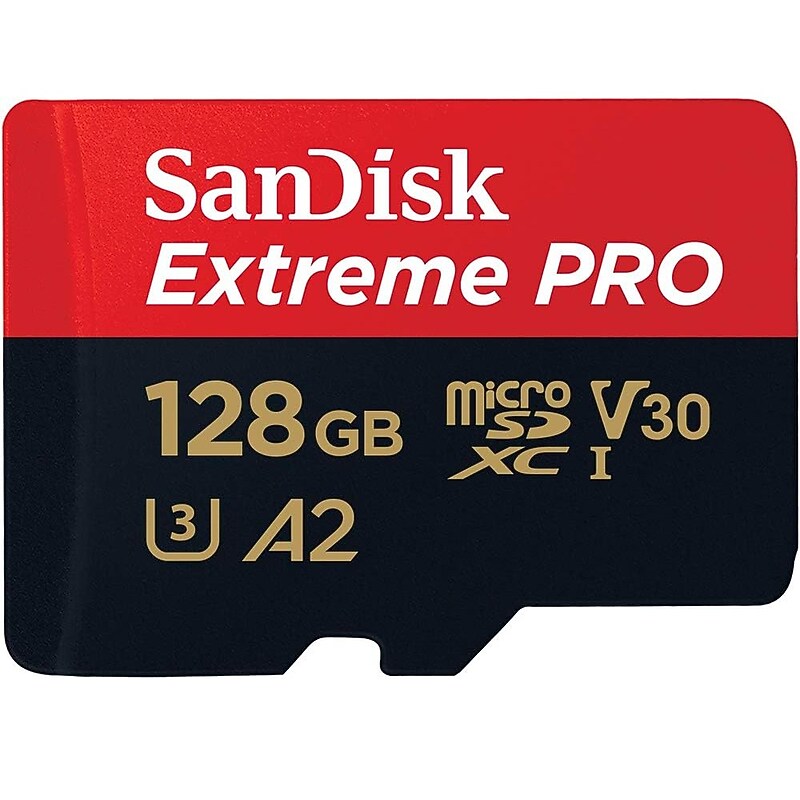 SanDisk Extreme PRO 128GB microSDXC Memory Card, Class 10, UHS I U3, V30 (SDSQXCD 128G GN6MA) image 1