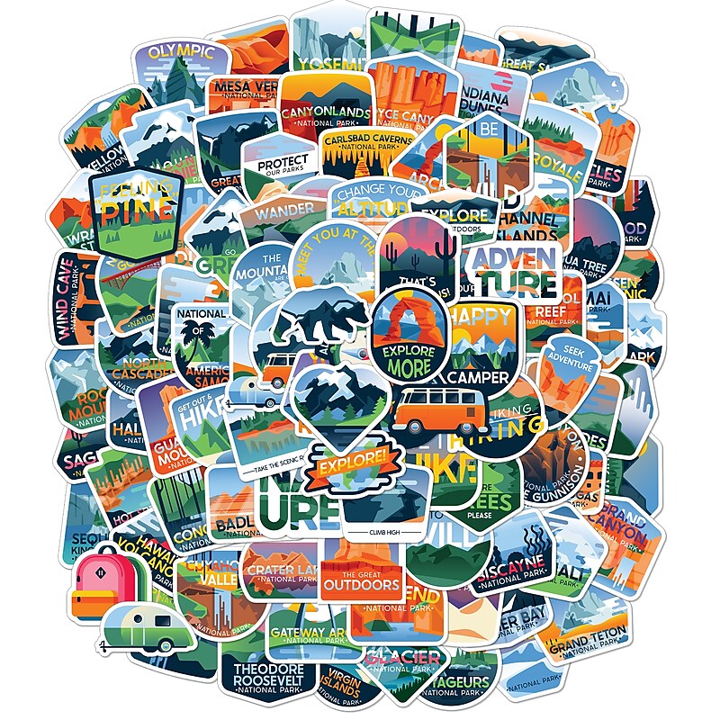 Carson Dellosa Education Adventure Vinyl Stickers, 3" x 3", Multicolored, 100/pack (168323) image 1