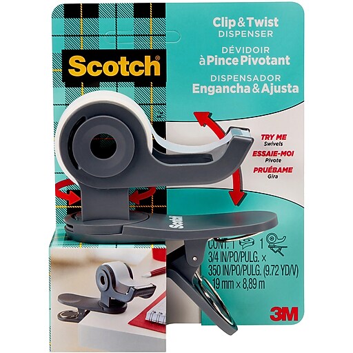 Scotch Clip & Twist Desktop Tape Dispenser, Gray (C19CLIP) Staples