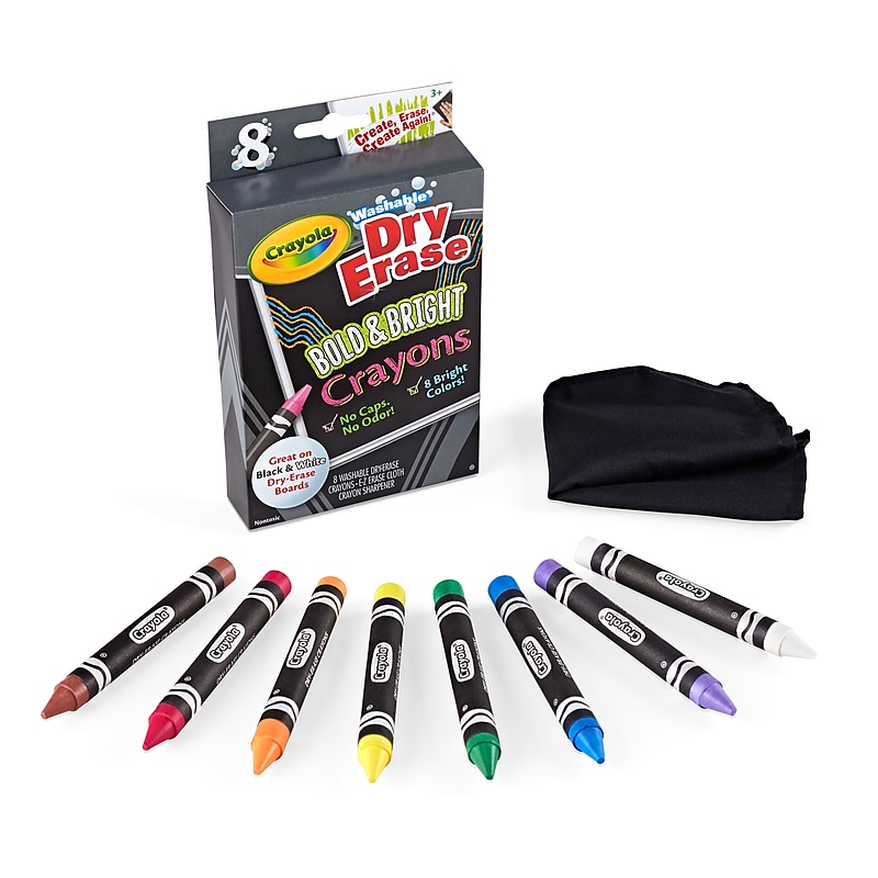 Crayola Washable Dry Erase Crayon, Assorted Colors, 8/Box (98-5202) image 1