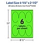Avery Laser/Inkjet Multipurpose Oval Labels, 4.25" x 2.5", Neon Green, 480/Box (94058)~#|#~B0FCD696-0EC9-42C6-8C9DAE01F8F48B9F_sc7
