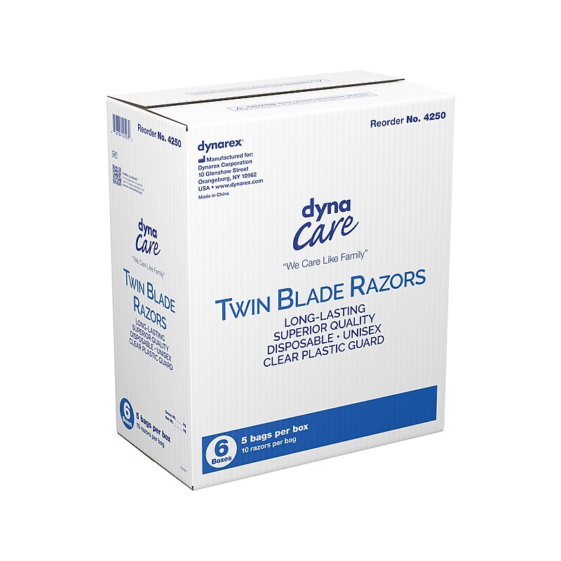 Dynarex Twin-Blade Razor, Blue, 50/Pack, 6 Packs/Carton (4250) image 1