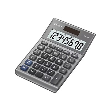 Casio MS-80B 8-Digit Battery & Solar Basic Calculator, Silver (MS80B-SR)