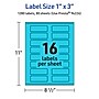 Avery Laser/Inkjet Multipurpose Rectangle Labels, 1" x 3", Bright Blue, 1280/Box (94224)~#|#~B1188FFF-A079-4C28-BC1B0A7AA19A5746_sc7