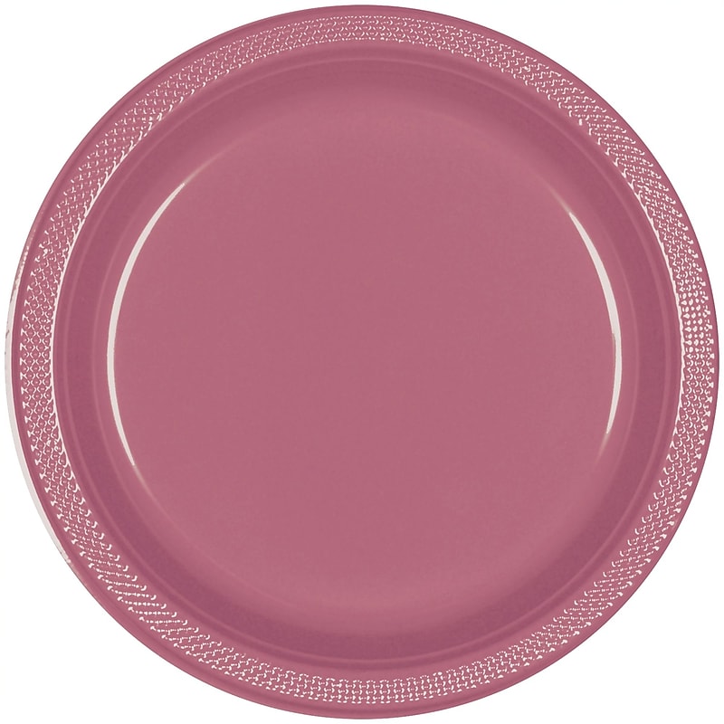 Party City 10.25" Plastic Plates, Mauve, 20 Plates/Pack (AM43015-164-NS) image 1