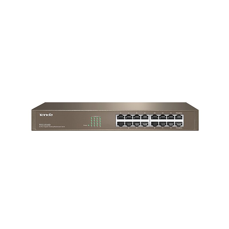 Tenda TEG 16-Port Gigabit Ethernet Unmanaged Switch, 1 Gbps, Gray (TEG1016D) image 1