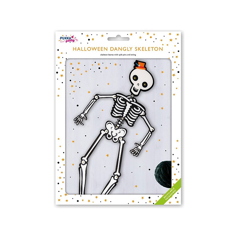 Pukka Party Halloween Dangly Skeleton, White (PTY536) image 1
