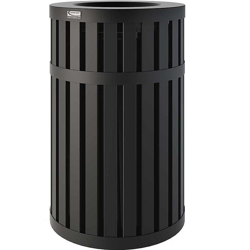 Suncast Commercial Steel Trash Can, 45 Gallon, Black (MTCRND4500) image 1