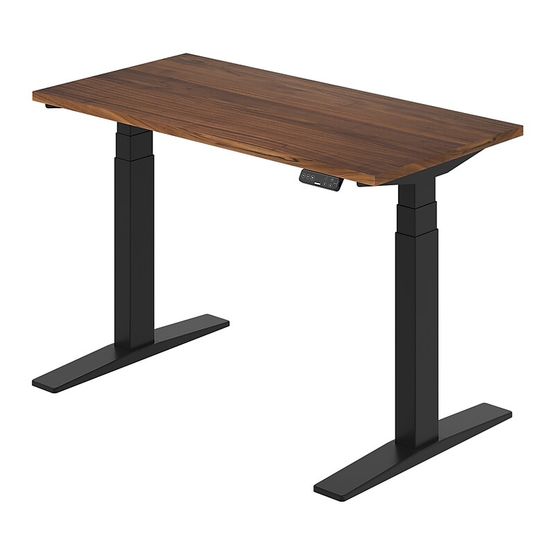 FlexiSpot E7 Commercial 48''W Electric Rectangular Adjustable Standing Desk, Black Walnut/Black (E7BCOM4824-BW) image 1