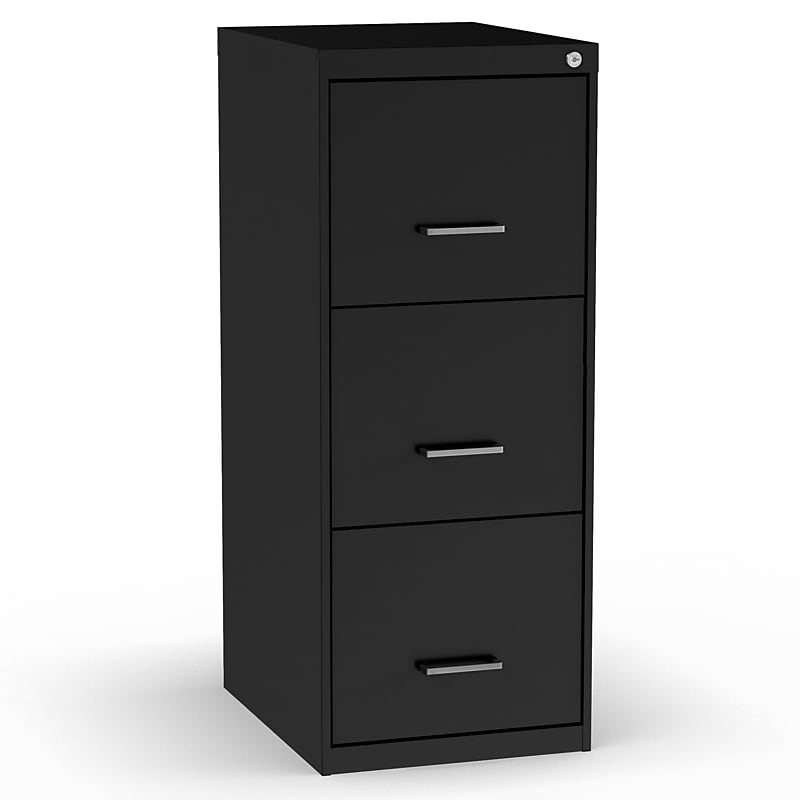 Staples 3-Drawer Vertical File Cabinet, Letter Size, Lockable, 36.2"H x 14.5"W x 18.9"D, Black (-ST62799) image 1