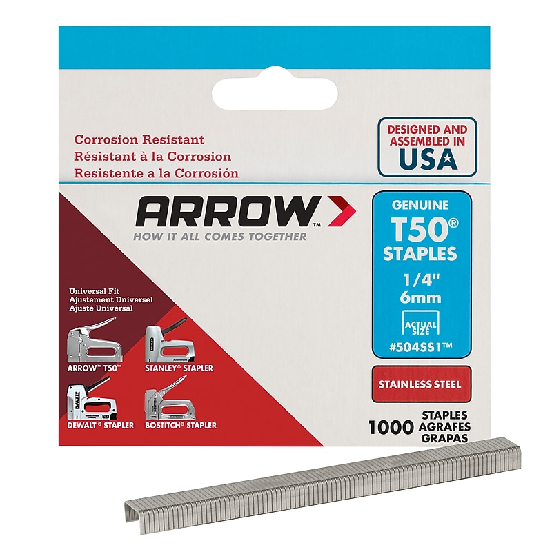 Arrow T50 High Capacity Multi-Use Staples, Full Strip, 1000/Box (504SS1) image 1