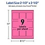 Avery Laser/Inkjet Square Multipurpose Labels, 2.5" x 2.5", Bright Pink, 360/Pack (94104)~#|#~B14C70A2-0444-4C50-803924B6811CBAAE_sc7