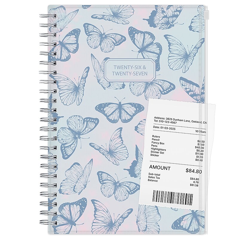 2026-2027 Blue Sky Shay Zip 5" x 8" Academic Year Weekly & Monthly Planner, Plastic Cover, Blue (157596) image 1