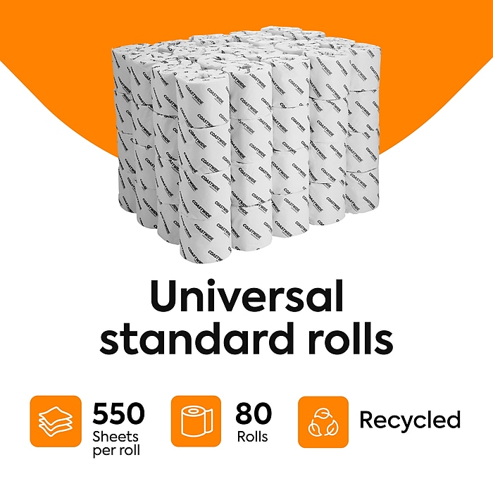 Coastwide Professional Recycled Toilet Paper, 2-ply, White, 550