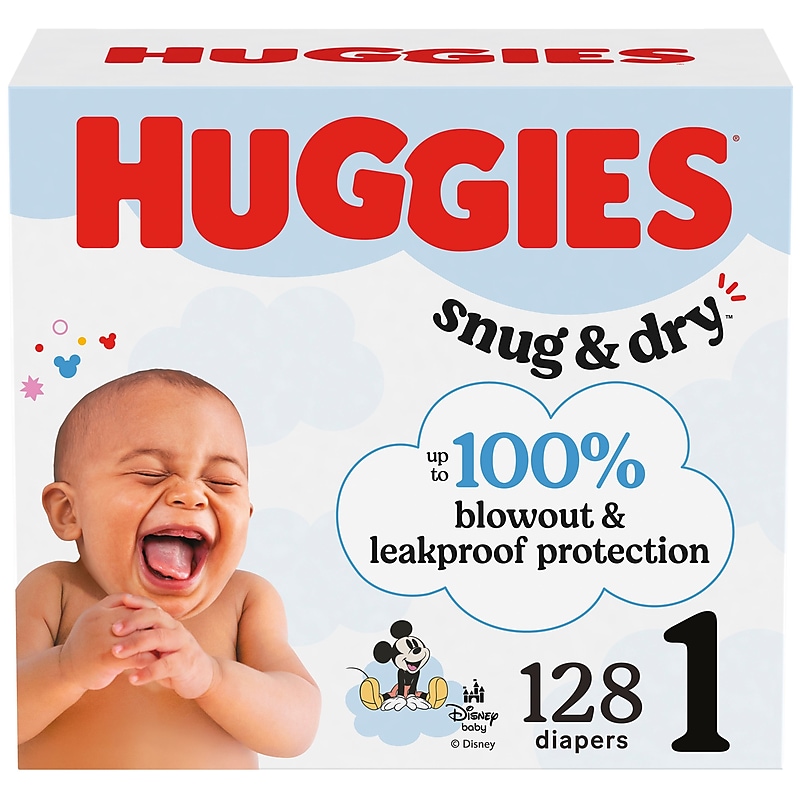 Huggies Snug & Dry Baby Diapers, Size 1, 128/Carton (54645/56432) image 1