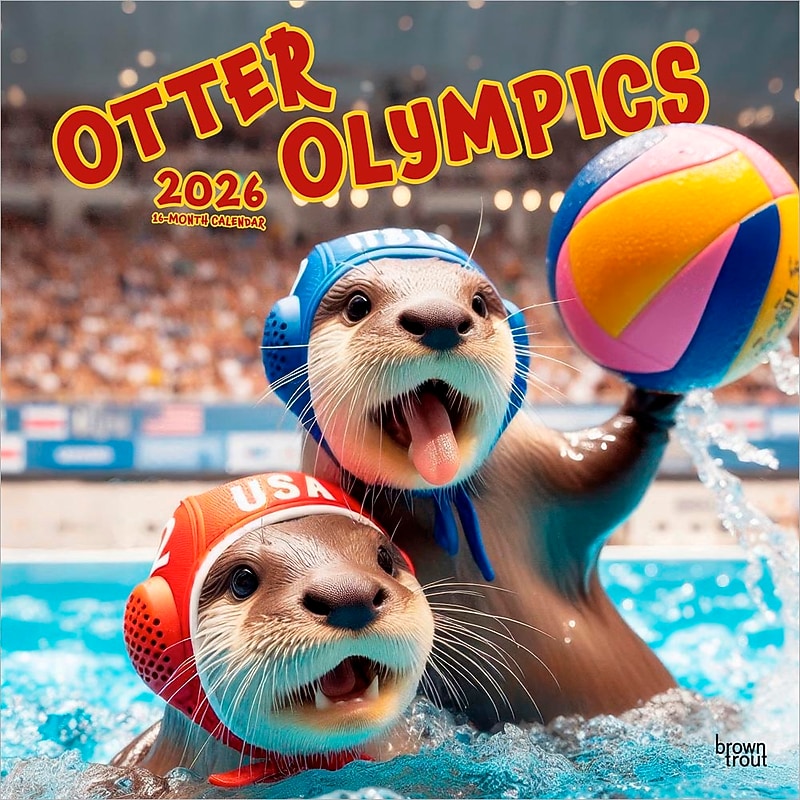 2026 BrownTrout Otter Olympics 12" x 12"  Monthly, Paper Cover, Otter Olympics (9798330705016) image 1