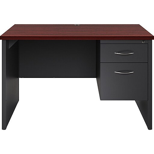 Hirsh 48"W SinglePedestal Computer Desk, Charcoal/Mahogany (20540