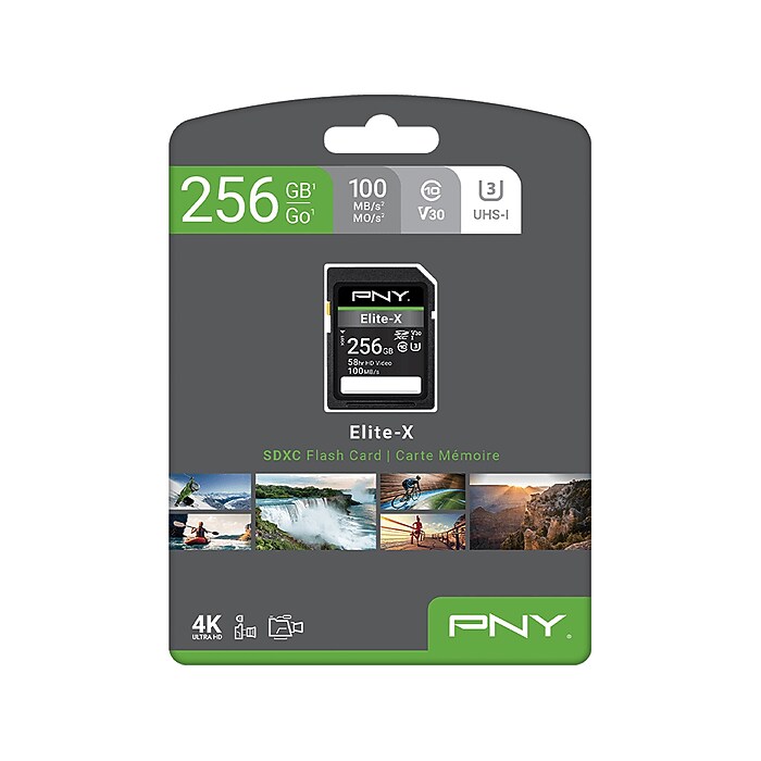 PNY Elite-X 256GB SDXC Memory Card, Class 10, UHS-I, V30 (P