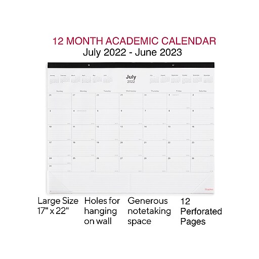 2023 Calendar Staples 2022 2023 Staples Academic 22 X 17 Monthly Calendar Black St12952 22 Staples