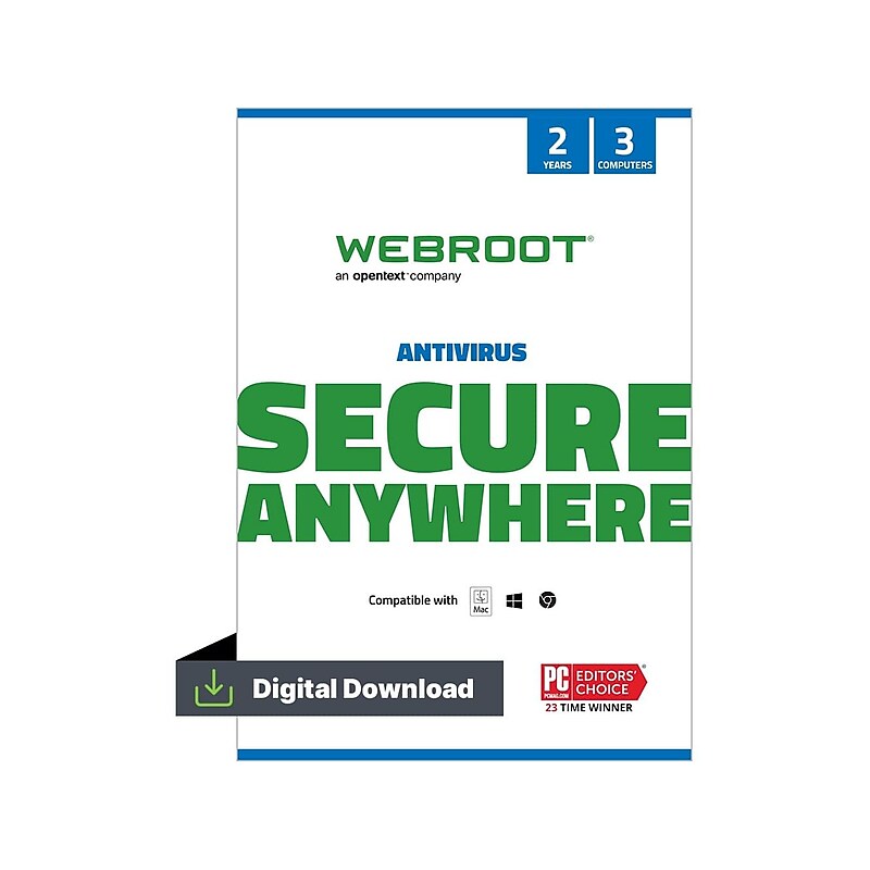 Webroot AntiVirus for 3 Users, Windows/Mac, Download (1000063021) image 1