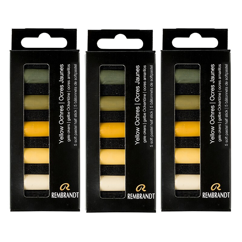 Rembrandt Soft Pastels Micro Sets, Yellow Ochres, 5/Set, 3 Sets/Bundle (RBX31820511-3) image 1