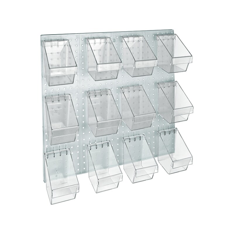 Azar 24" x 24" Pegboard 12 Mini Bucket Accessory Organizer Kit, White, Each (700685-WHT) image 1