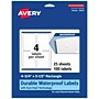 Avery Laser/Inkjet Multipurpose Labels, White, 4 Labels/Sheet, 25 Sheets/Pack (94127-WMF25)~#|#~B17B2493-4012-4D5F-82505F0A2D5EF645_sc7
