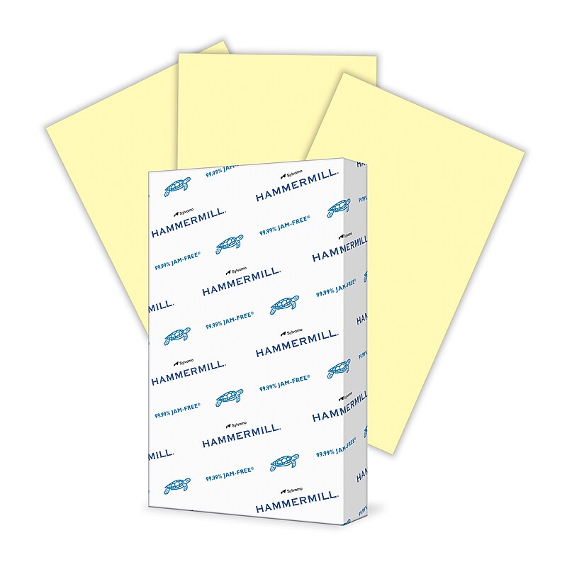 Hammermill Colors Multipurpose Paper, 20 lbs., 8.5" x 14", Canary, 500 Sheets/Ream (103358) image 1