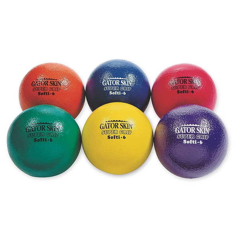 Gator Skin  6"  Super Grip Softi-6 Ball Set, Assorted Colors, 6/Set (W13688) image 1