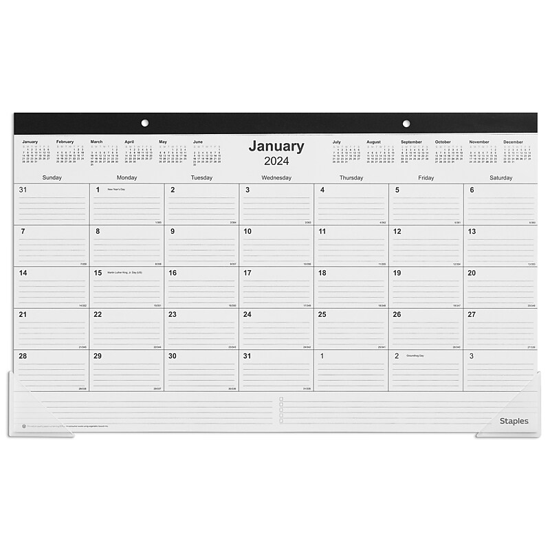 2024 Staples 18" x 11" Desk Pad Calendar, Black (ST17392-24) image 1