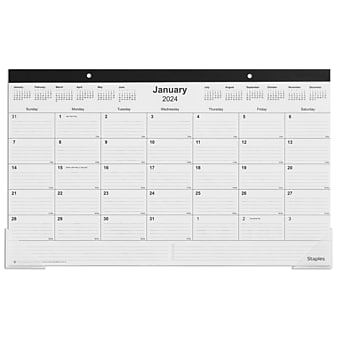 2024 Staples 18" x 11" Desk Pad Calendar, Black (ST17392-24)