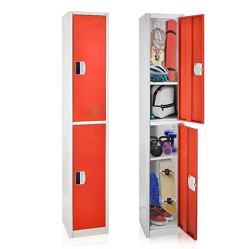 AdirOffice 72"H 2-Tier Red Storage Locker (ADI629-202-RED-DL) image 1