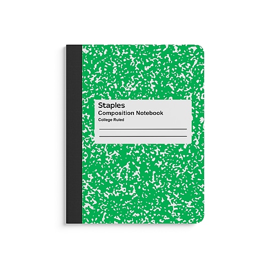 STAPLES Composition Notebook, 9.75” x 7.5”, College Ruled, 100 Sheets, Green~#|#~B1862EA9-8664-4E92-B36FF180C4AAE84C_sc7
