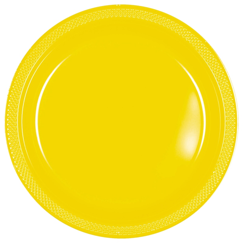 Party City 10.25" Plastic Plates, Yellow, 20 Plates/Pack (AM43015-09) image 1