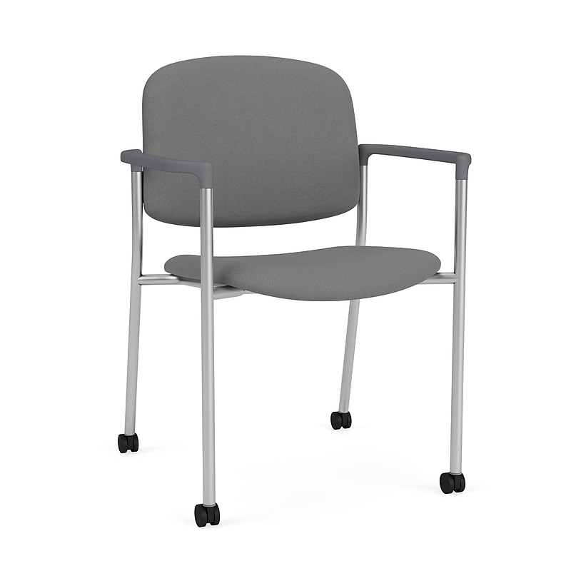 Lesro Chat Fabric Guest Chair with Casters, Open House Graphite/Silver (CX1171.SSV.CFL.F04-01OHGP) image 1