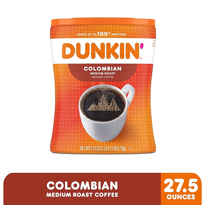 Dunkin' Colombian Ground Coffee, Medium Roast, 27.5 oz