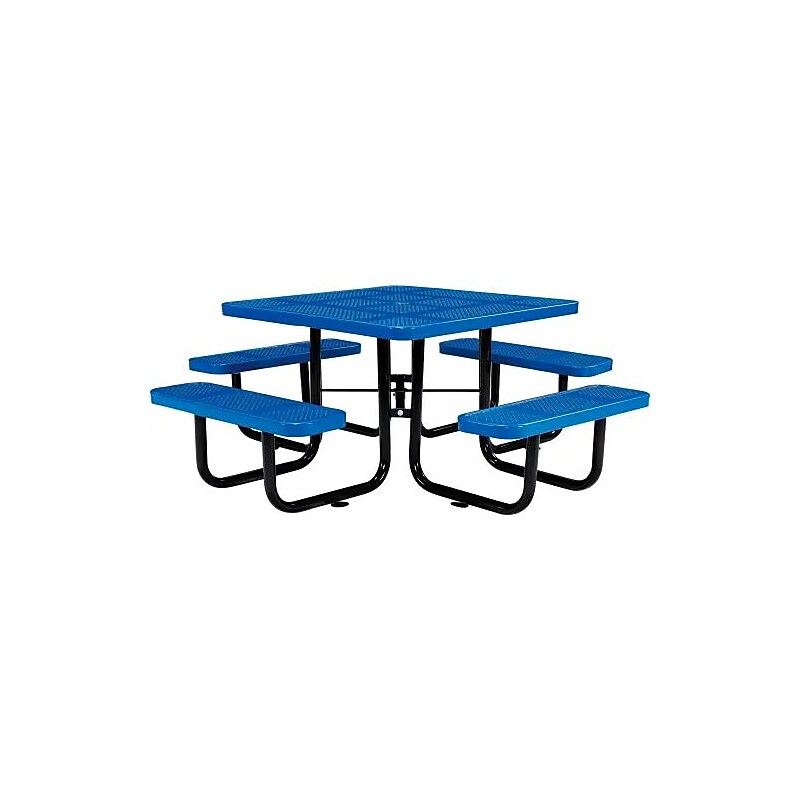 Global Industrial 46" Square Outdoor Steel Picnic Table, Perforated Metal, Blue (694551BL) image 1