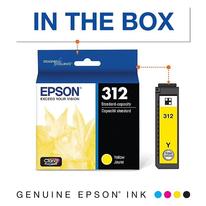 Epson T312 Yellow Ink Cartridge, Standard Yield | Staples