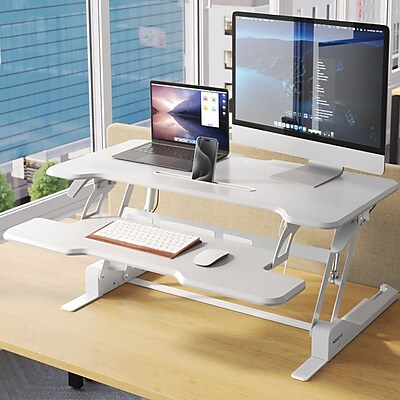 Mount-It! 38" W Manual Rectangular Adjustable Standing Desk Converter